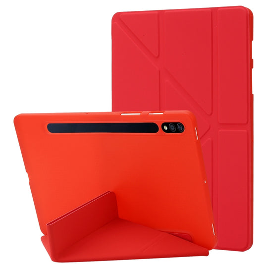 For Samsung Galaxy Tab S10 FE / S9 Deformation Silicone Leather Tablet Case(Red) - Galaxy Tab S9 Cases by buy2fix | Online Shopping UK | buy2fix