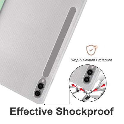 For Samsung Galaxy Tab S10+ / S9+ 3-folding Transparent TPU Smart Leather Tablet Case with Pen Slot(Matcha Green) - Galaxy Tab S9+ Cases by buy2fix | Online Shopping UK | buy2fix