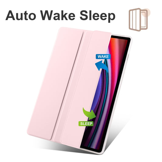 For Samsung Galaxy Tab S10+ / S9+ 3-folding Transparent TPU Smart Leather Tablet Case with Pen Slot(Pink) - Galaxy Tab S9+ Cases by buy2fix | Online Shopping UK | buy2fix
