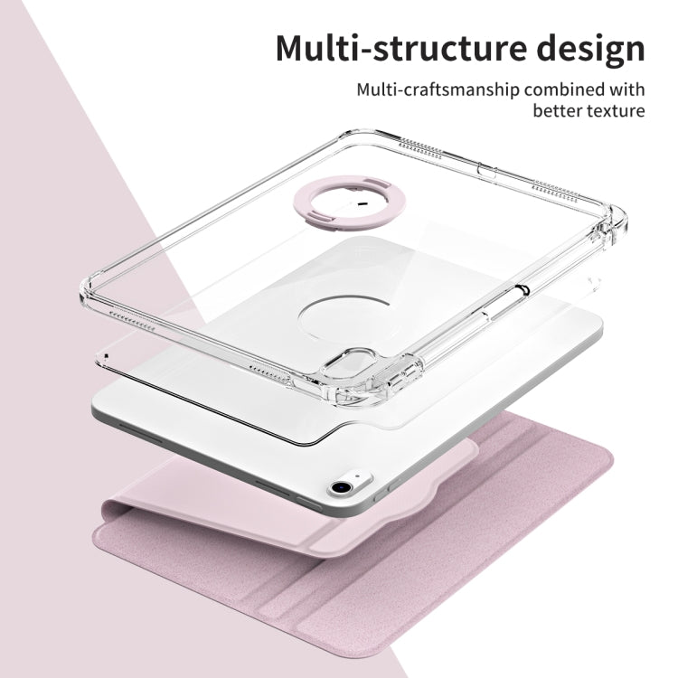 For iPad 2025 / 2022 360 Rotation Detachable Clear Acrylic Leather Tablet Case(Pink) - iPad 2025 / 2022 Cases by buy2fix | Online Shopping UK | buy2fix