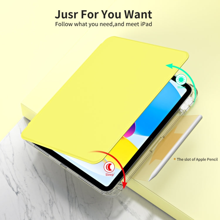 For iPad 2025 / 2022 360 Rotation Detachable Clear Acrylic Leather Tablet Case(Yellow) - iPad 2025 / 2022 Cases by buy2fix | Online Shopping UK | buy2fix