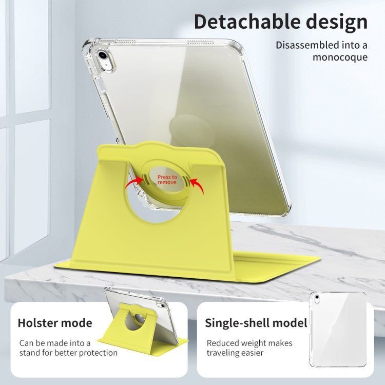 For iPad 2025 / 2022 360 Rotation Detachable Clear Acrylic Leather Tablet Case(Yellow) - iPad 2025 / 2022 Cases by buy2fix | Online Shopping UK | buy2fix