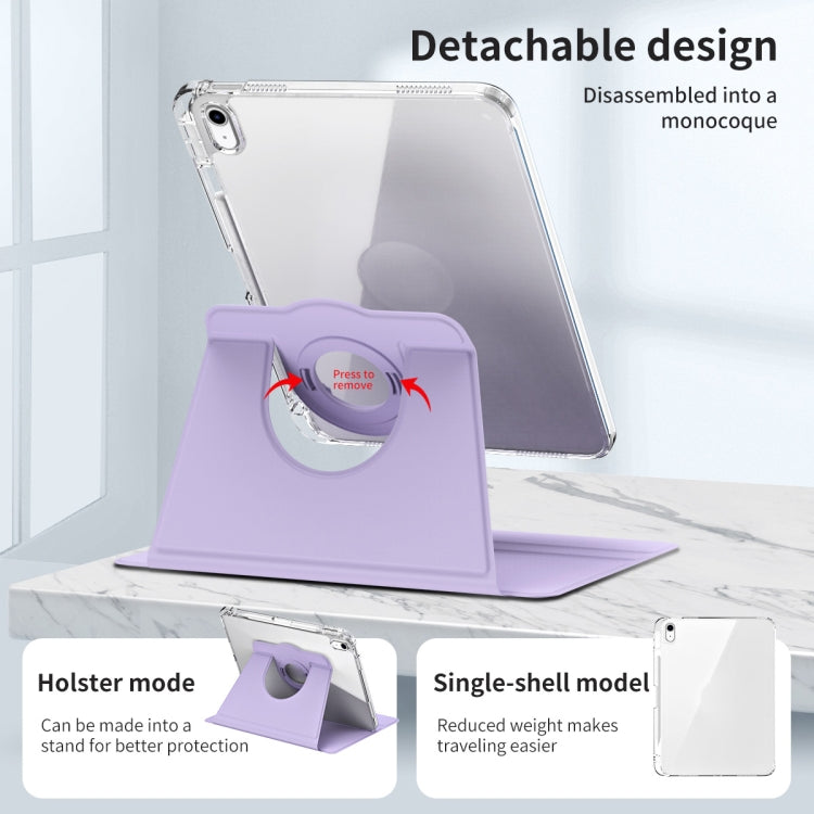 For iPad 2025 / 2022 360 Rotation Detachable Clear Acrylic Leather Tablet Case(Light Purple) - iPad 2025 / 2022 Cases by buy2fix | Online Shopping UK | buy2fix