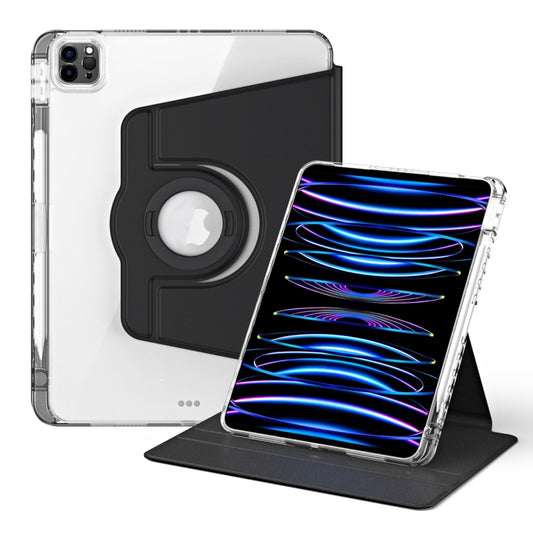 For iPad Pro 11 2022 / Air 10.9 2022 360 Rotation Detachable Clear Acrylic Leather Tablet Case(Black) - iPad Pro 11 (2022/2021) Cases by buy2fix | Online Shopping UK | buy2fix