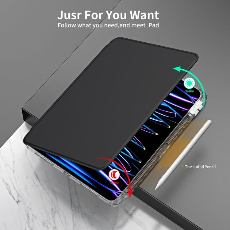 For iPad Pro 11 2022 / Air 10.9 2022 360 Rotation Detachable Clear Acrylic Leather Tablet Case(Black) - iPad Pro 11 (2022/2021) Cases by buy2fix | Online Shopping UK | buy2fix