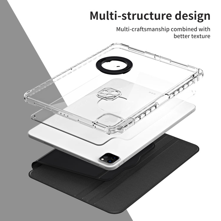 For iPad Pro 11 2022 / Air 10.9 2022 360 Rotation Detachable Clear Acrylic Leather Tablet Case(Black) - iPad Pro 11 (2022/2021) Cases by buy2fix | Online Shopping UK | buy2fix