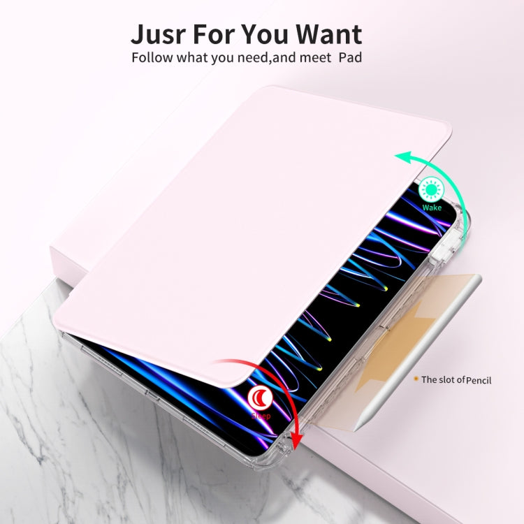 For iPad Pro 11 2022 / Air 10.9 2022 360 Rotation Detachable Clear Acrylic Leather Tablet Case(Pink) - iPad Pro 11 (2022/2021) Cases by buy2fix | Online Shopping UK | buy2fix