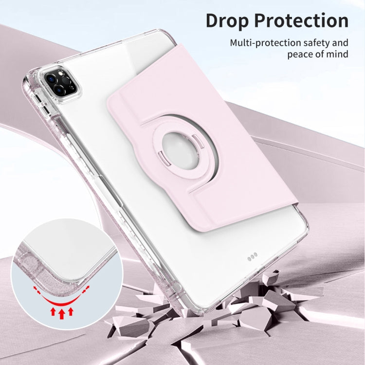 For iPad Pro 11 2022 / Air 10.9 2022 360 Rotation Detachable Clear Acrylic Leather Tablet Case(Pink) - iPad Pro 11 (2022/2021) Cases by buy2fix | Online Shopping UK | buy2fix