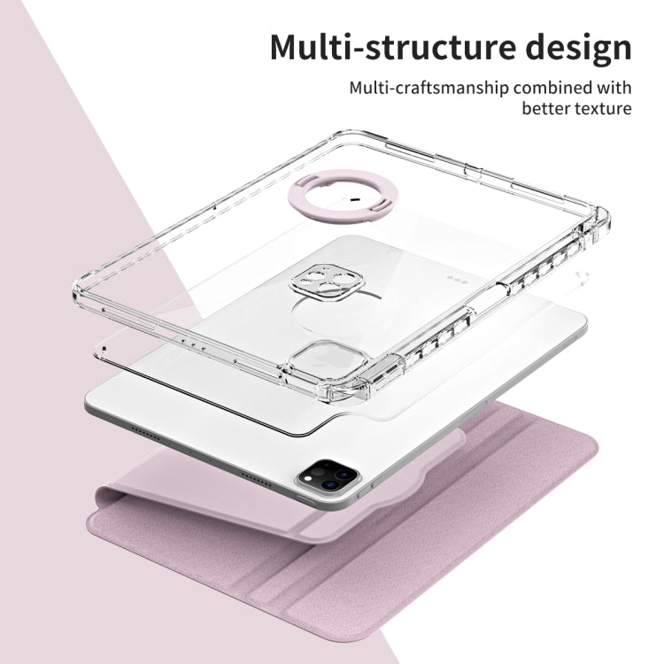 For iPad Pro 11 2022 / Air 10.9 2022 360 Rotation Detachable Clear Acrylic Leather Tablet Case(Pink) - iPad Pro 11 (2022/2021) Cases by buy2fix | Online Shopping UK | buy2fix