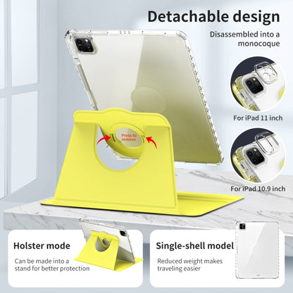 For iPad Pro 11 2022 / Air 10.9 2022 360 Rotation Detachable Clear Acrylic Leather Tablet Case(Yellow) - iPad Pro 11 (2022/2021) Cases by buy2fix | Online Shopping UK | buy2fix