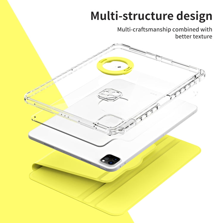For iPad Pro 11 2022 / Air 10.9 2022 360 Rotation Detachable Clear Acrylic Leather Tablet Case(Yellow) - iPad Pro 11 (2022/2021) Cases by buy2fix | Online Shopping UK | buy2fix