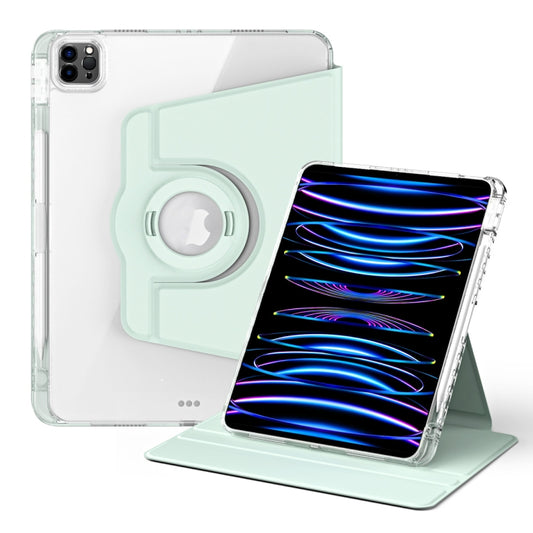 For iPad Pro 11 2022 / Air 10.9 2022 360 Rotation Detachable Clear Acrylic Leather Tablet Case(Light Green) - iPad Pro 11 (2022/2021) Cases by buy2fix | Online Shopping UK | buy2fix