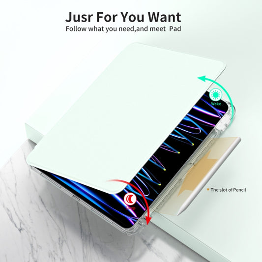 For iPad Pro 11 2022 / Air 10.9 2022 360 Rotation Detachable Clear Acrylic Leather Tablet Case(Light Green) - iPad Pro 11 (2022/2021) Cases by buy2fix | Online Shopping UK | buy2fix