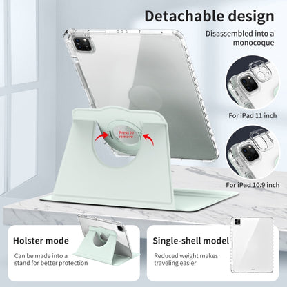 For iPad Pro 11 2022 / Air 10.9 2022 360 Rotation Detachable Clear Acrylic Leather Tablet Case(Light Green) - iPad Pro 11 (2022/2021) Cases by buy2fix | Online Shopping UK | buy2fix