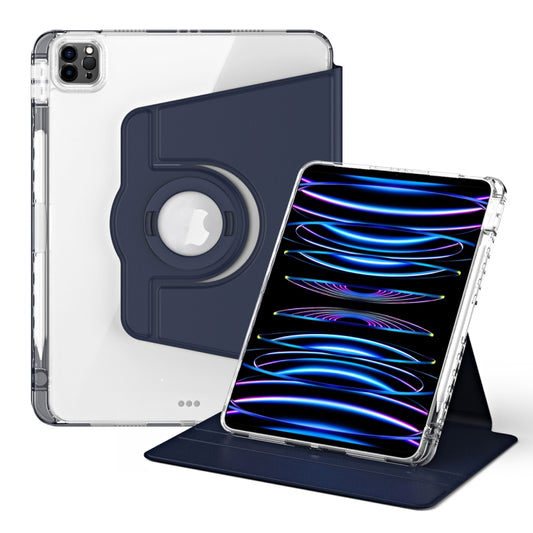 For iPad Pro 11 2022 / Air 10.9 2022 360 Rotation Detachable Clear Acrylic Leather Tablet Case(Dark Blue) - iPad Pro 11 (2022/2021) Cases by buy2fix | Online Shopping UK | buy2fix