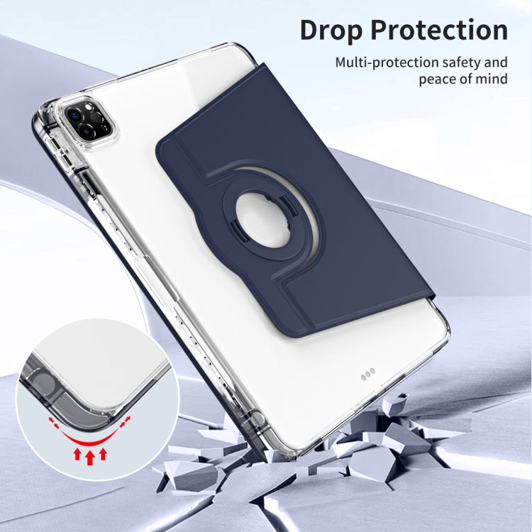 For iPad Pro 11 2022 / Air 10.9 2022 360 Rotation Detachable Clear Acrylic Leather Tablet Case(Dark Blue) - iPad Pro 11 (2022/2021) Cases by buy2fix | Online Shopping UK | buy2fix
