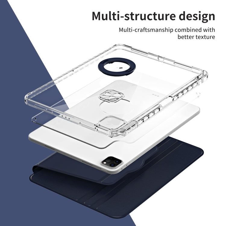 For iPad Pro 11 2022 / Air 10.9 2022 360 Rotation Detachable Clear Acrylic Leather Tablet Case(Dark Blue) - iPad Pro 11 (2022/2021) Cases by buy2fix | Online Shopping UK | buy2fix