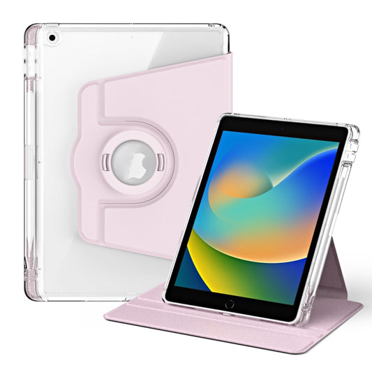 For iPad 10.2 2021 / 2020 360 Rotation Detachable Clear Acrylic Leather Tablet Case(Pink) - iPad 10.2 Cases by buy2fix | Online Shopping UK | buy2fix