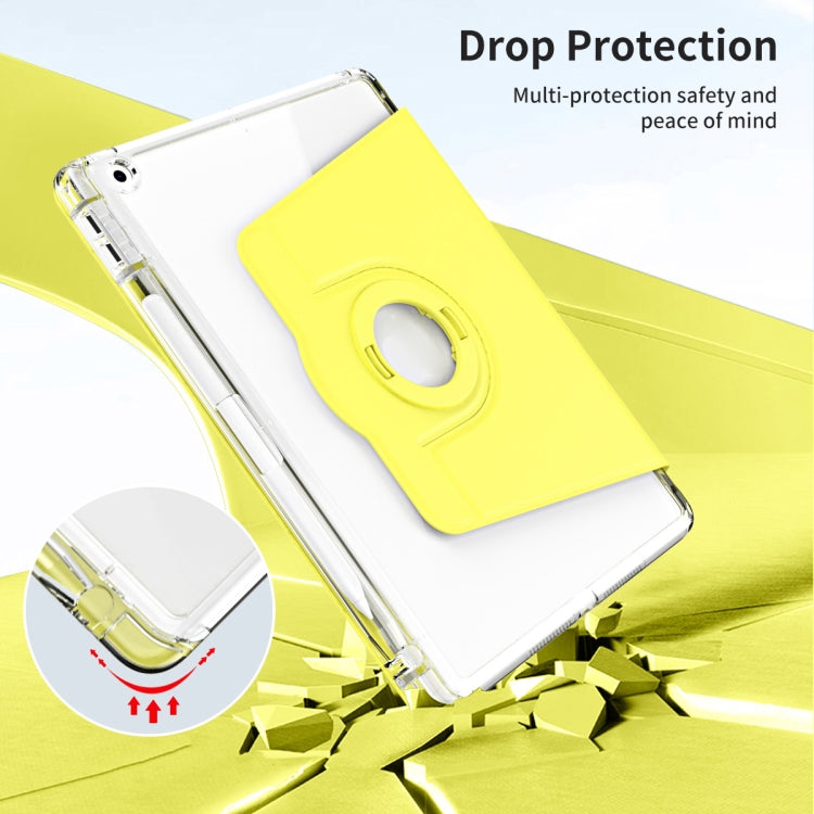 For iPad 10.2 2021 / 2020 360 Rotation Detachable Clear Acrylic Leather Tablet Case(Yellow) - iPad 10.2 Cases by buy2fix | Online Shopping UK | buy2fix
