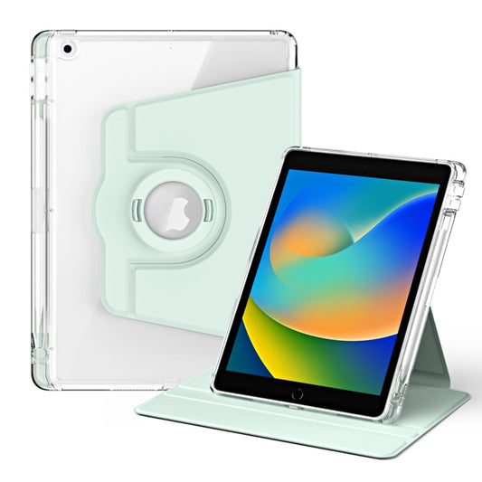 For iPad 10.2 2021 / 2020 360 Rotation Detachable Clear Acrylic Leather Tablet Case(Light Green) - iPad 10.2 Cases by buy2fix | Online Shopping UK | buy2fix
