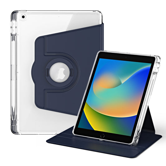 For iPad 10.2 2021 / 2020 360 Rotation Detachable Clear Acrylic Leather Tablet Case(Dark Blue) - iPad 10.2 Cases by buy2fix | Online Shopping UK | buy2fix