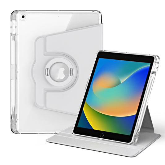 For iPad 10.2 2021 / 2020 360 Rotation Detachable Clear Acrylic Leather Tablet Case(Grey) - iPad 10.2 Cases by buy2fix | Online Shopping UK | buy2fix
