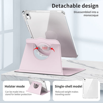For iPad Air 11 2025 / 2024 360 Rotation Detachable Clear Acrylic Leather Tablet Case(Pink) - iPad Air 11 2025 / 2024 Cases by buy2fix | Online Shopping UK | buy2fix