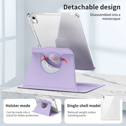 For iPad Air 11 2025 / 2024 360 Rotation Detachable Clear Acrylic Leather Tablet Case(Light Purple) - iPad Air 11 2025 / 2024 Cases by buy2fix | Online Shopping UK | buy2fix