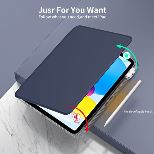 For iPad Air 11 2025 / 2024 360 Rotation Detachable Clear Acrylic Leather Tablet Case(Dark Blue) - iPad Air 11 2025 / 2024 Cases by buy2fix | Online Shopping UK | buy2fix