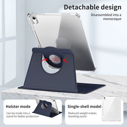 For iPad Air 11 2025 / 2024 360 Rotation Detachable Clear Acrylic Leather Tablet Case(Dark Blue) - iPad Air 11 2025 / 2024 Cases by buy2fix | Online Shopping UK | buy2fix