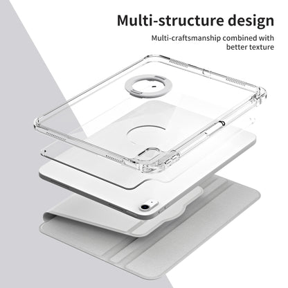For iPad Air 11 2025 / 2024 360 Rotation Detachable Clear Acrylic Leather Tablet Case(Grey) - iPad Air 11 2025 / 2024 Cases by buy2fix | Online Shopping UK | buy2fix