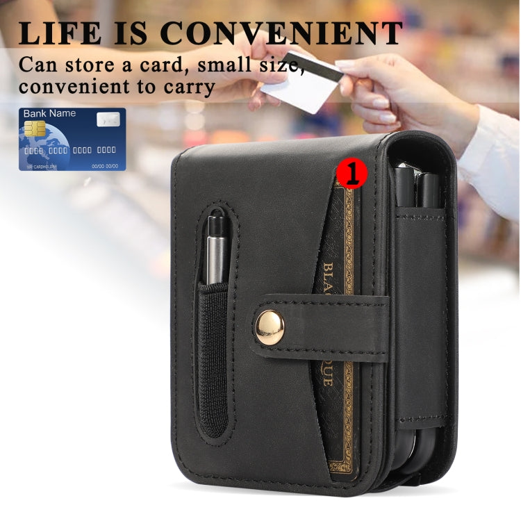 For Samsung Galaxy Z Flip5 Multifunctional Folding Phone Leather Case(Black) - Galaxy Z Flip5 Cases by buy2fix | Online Shopping UK | buy2fix