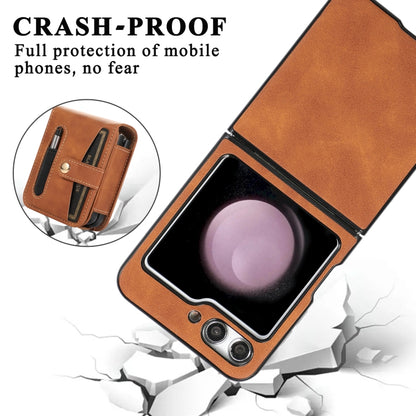 For Samsung Galaxy Z Flip5 Multifunctional Folding Phone Leather Case(Brown) - Galaxy Z Flip5 Cases by buy2fix | Online Shopping UK | buy2fix