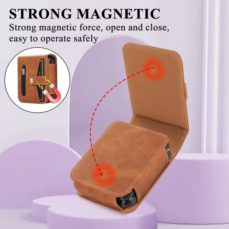 For Samsung Galaxy Z Flip5 Multifunctional Folding Phone Leather Case(Brown) - Galaxy Z Flip5 Cases by buy2fix | Online Shopping UK | buy2fix