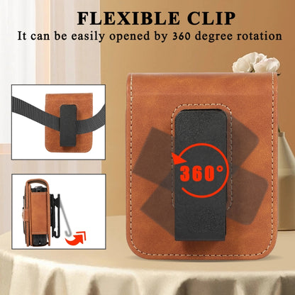 For Samsung Galaxy Z Flip5 Multifunctional Folding Phone Leather Case(Brown) - Galaxy Z Flip5 Cases by buy2fix | Online Shopping UK | buy2fix