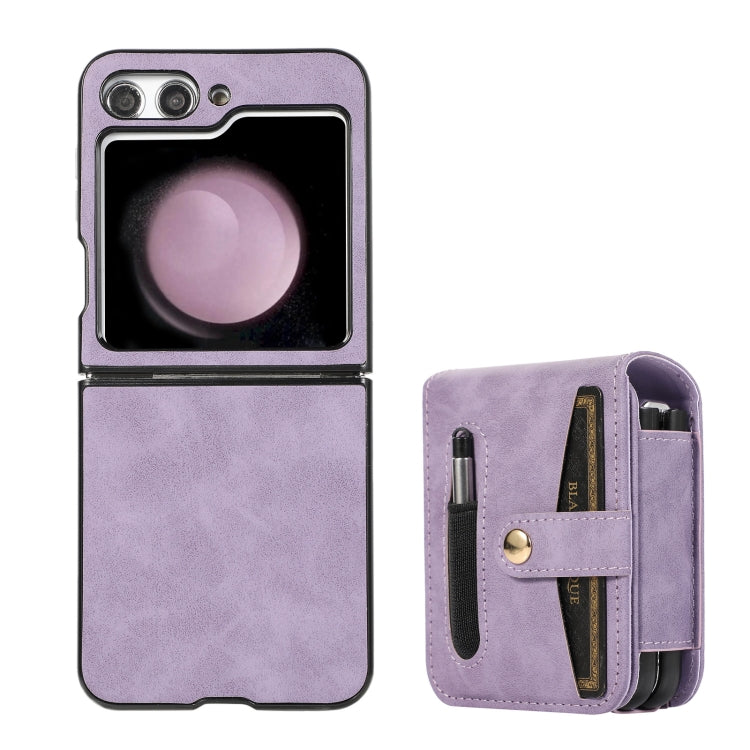 For Samsung Galaxy Z Flip5 Multifunctional Folding Phone Leather Case(Purple) - Galaxy Z Flip5 Cases by buy2fix | Online Shopping UK | buy2fix