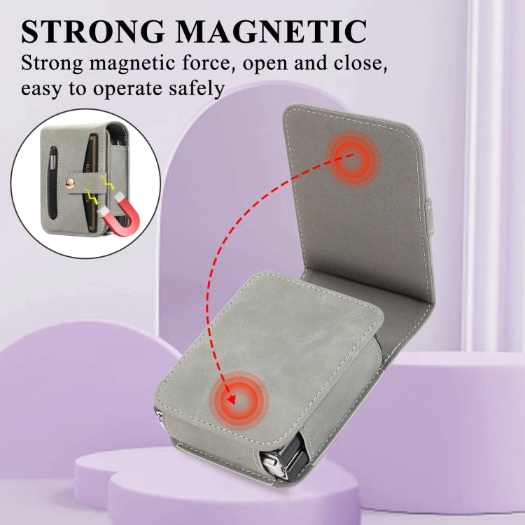 For Samsung Galaxy Z Flip5 Multifunctional Folding Phone Leather Case(Grey) - Galaxy Z Flip5 Cases by buy2fix | Online Shopping UK | buy2fix