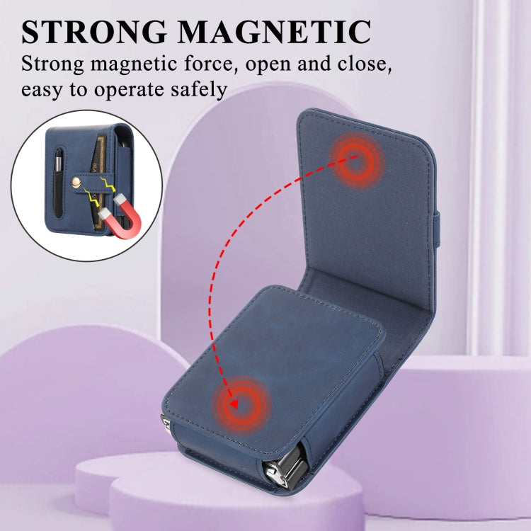 For Samsung Galaxy Z Flip5 Multifunctional Folding Phone Leather Case(Blue) - Galaxy Z Flip5 Cases by buy2fix | Online Shopping UK | buy2fix