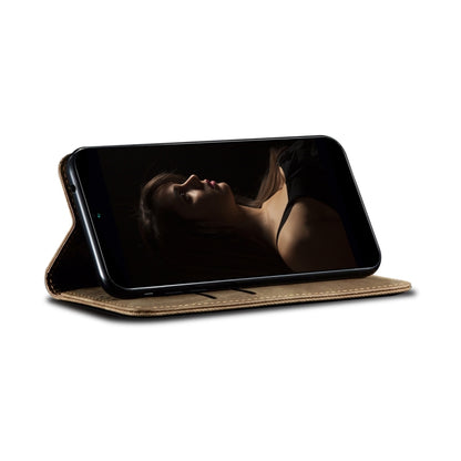 For Xiaomi Redmi K70/K70 Pro Denim Texture Casual Style Horizontal Flip Leather Case(Khaki) - Xiaomi Cases by buy2fix | Online Shopping UK | buy2fix