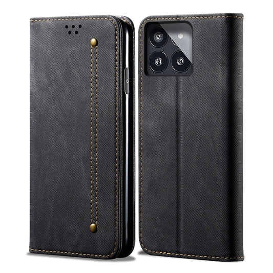 For Xiaomi Redmi K70/K70 Pro Denim Texture Casual Style Horizontal Flip Leather Case(Black) - Xiaomi Cases by buy2fix | Online Shopping UK | buy2fix