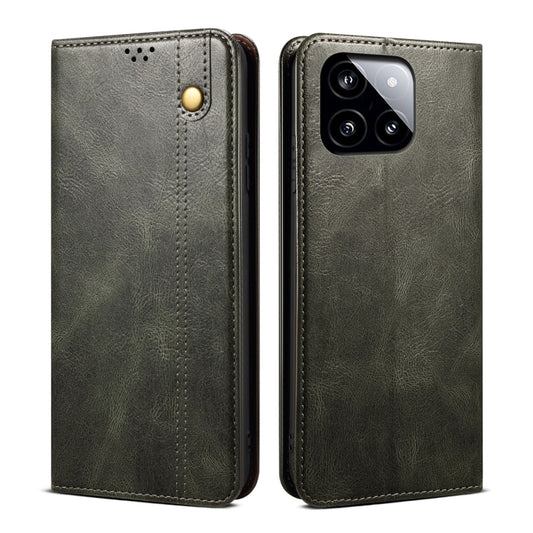 For Xiaomi Redmi K70E Oil Wax Crazy Horse Texture Leather Phone Case(Green) - Xiaomi Cases by buy2fix | Online Shopping UK | buy2fix