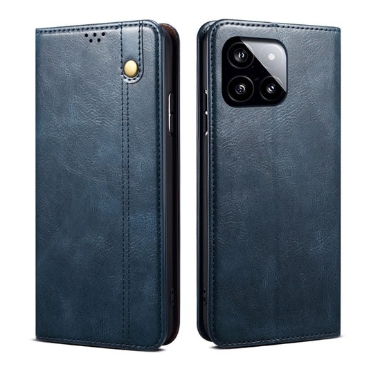 For Xiaomi Redmi K70/K70 Pro Oil Wax Crazy Horse Texture Leather Phone Case(Blue) - Xiaomi Cases by buy2fix | Online Shopping UK | buy2fix