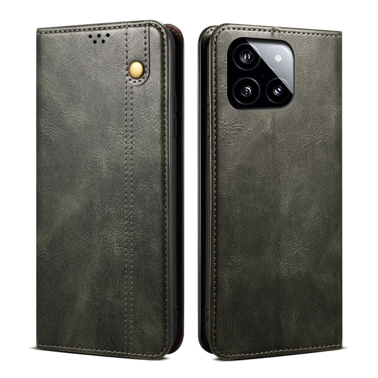 For Xiaomi Redmi K70/K70 Pro Oil Wax Crazy Horse Texture Leather Phone Case(Green) - Xiaomi Cases by buy2fix | Online Shopping UK | buy2fix