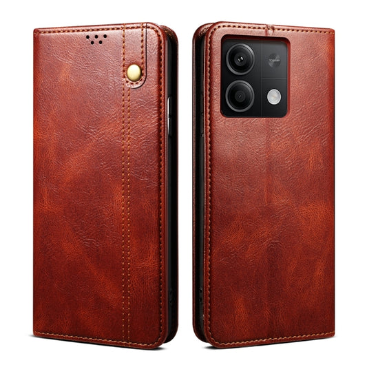 For Xiaomi Redmi 13C 5G Global Oil Wax Crazy Horse Texture Leather Phone Case(Brown) by buy2fix