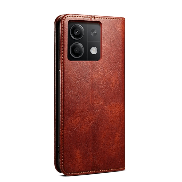 For Xiaomi Redmi 13C 5G Global Oil Wax Crazy Horse Texture Leather Phone Case(Brown) by buy2fix