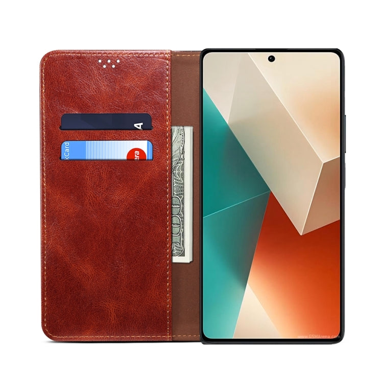 For Xiaomi Redmi 13C 5G Global Oil Wax Crazy Horse Texture Leather Phone Case(Brown) by buy2fix