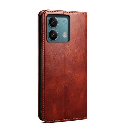 For Xiaomi Redmi Note 13 4G Global Oil Wax Crazy Horse Texture Leather Phone Case(Brown) - Xiaomi Cases by buy2fix | Online Shopping UK | buy2fix