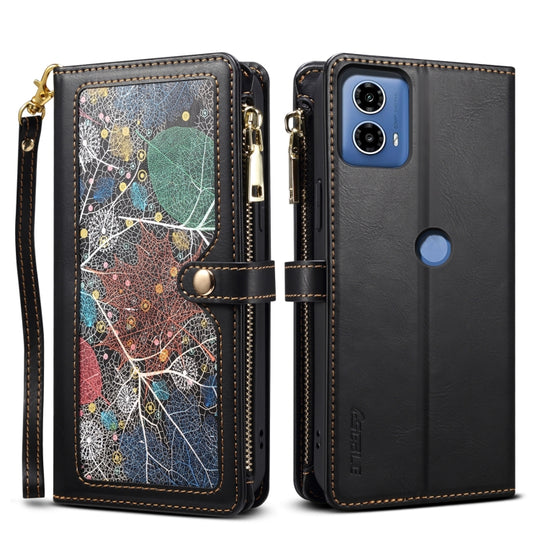 For Motorola Moto G24 Power ESEBLE Star Series Lanyard Zipper Wallet RFID Leather Case(Black)