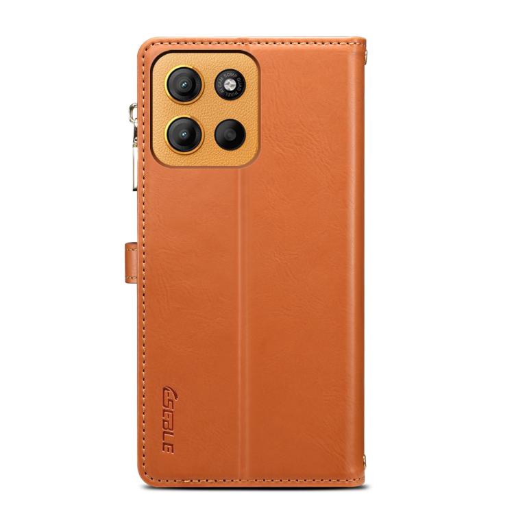 For Motorola Moto G15 ESEBLE Star Series Lanyard Zipper Wallet RFID Leather Case(Brown) - Motorola Cases by ESEBLE | Online Shopping UK | buy2fix