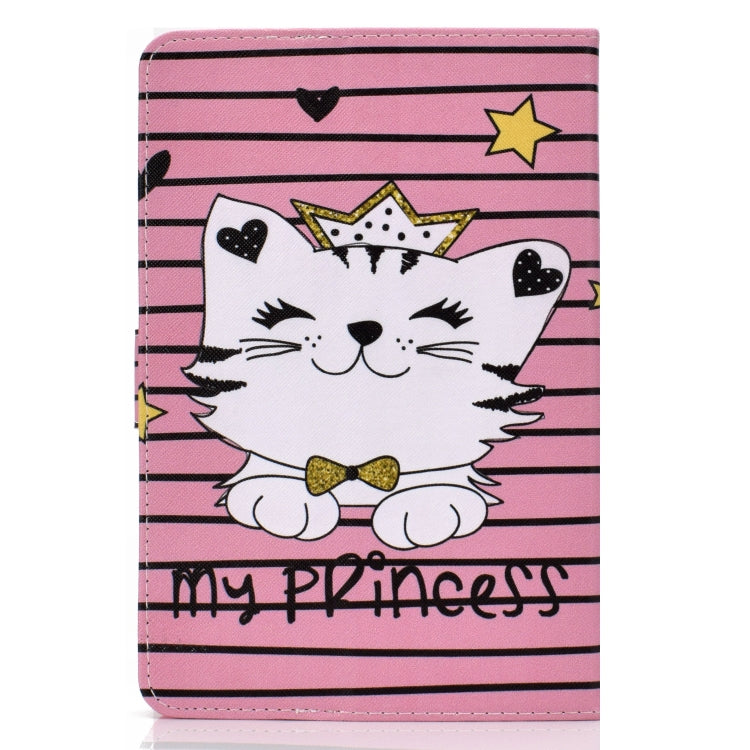 For 7 inch Universal Colored Drawing Pattern Horizontal Flip PU Leather Case with Holder & Card Slots(Crown Cat) - 7 inch by buy2fix | Online Shopping UK | buy2fix
